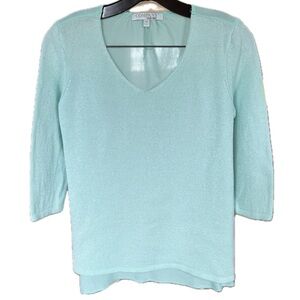 Ellen Tracy Women V-Neck Sweater Mint Green Size Medium